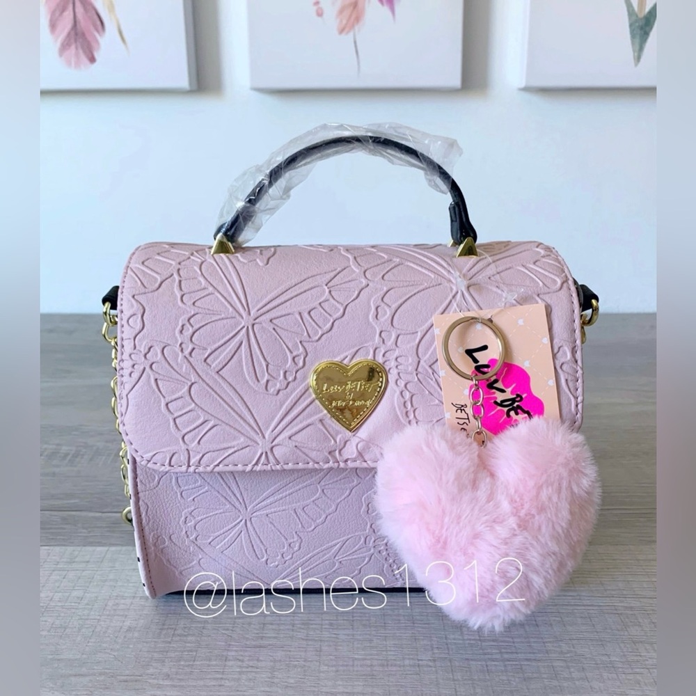 BETSEY JOHNSON Bag Addy Crossbody - Pink Butterfly Purse LBADDY - Picture 1 of 8